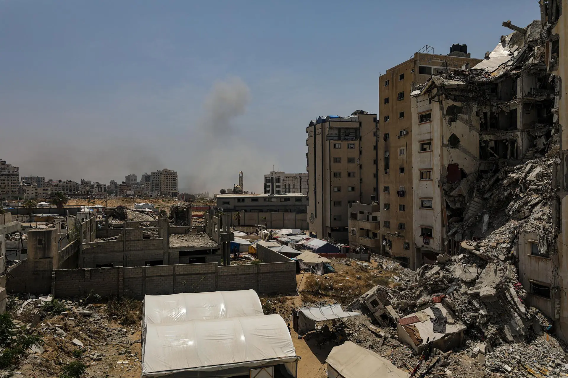 Rubble in Gaza following Israeli airstrikes