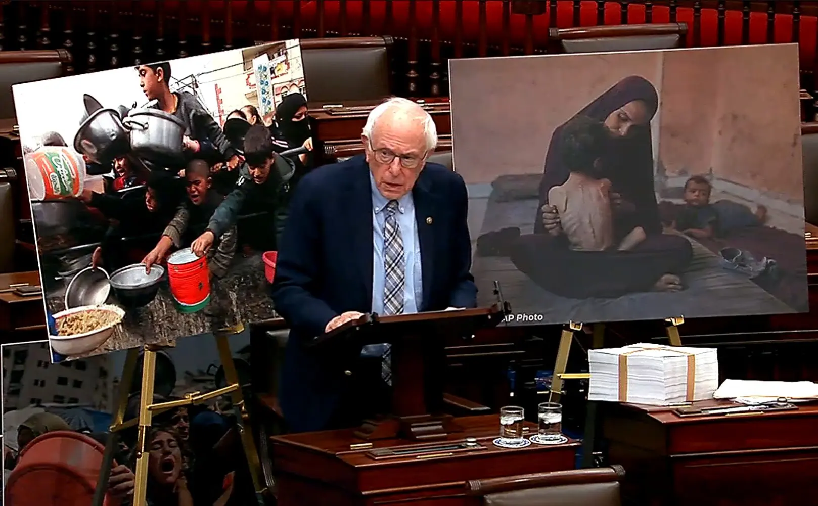 Bernie Sanders on X LIVE: "I'm on the floor of the U.S. Senate forcing a vote to stop the sale of weapons to Israel." Photo: X/ @SenSanders.