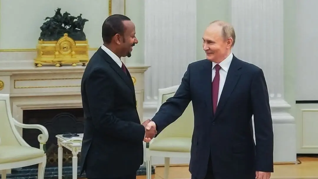 EthIopian Prime Minister Abiy Ahmed and Russian President Vladimir Putin. Photo: X/ @AbiyAhmedAli