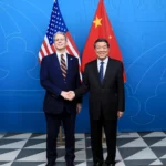 (FILE) U.S. Treasury Secretary Scott Bessent alongside Chinese Vice Premier He Lifeng. Photo:@SecScottBessent