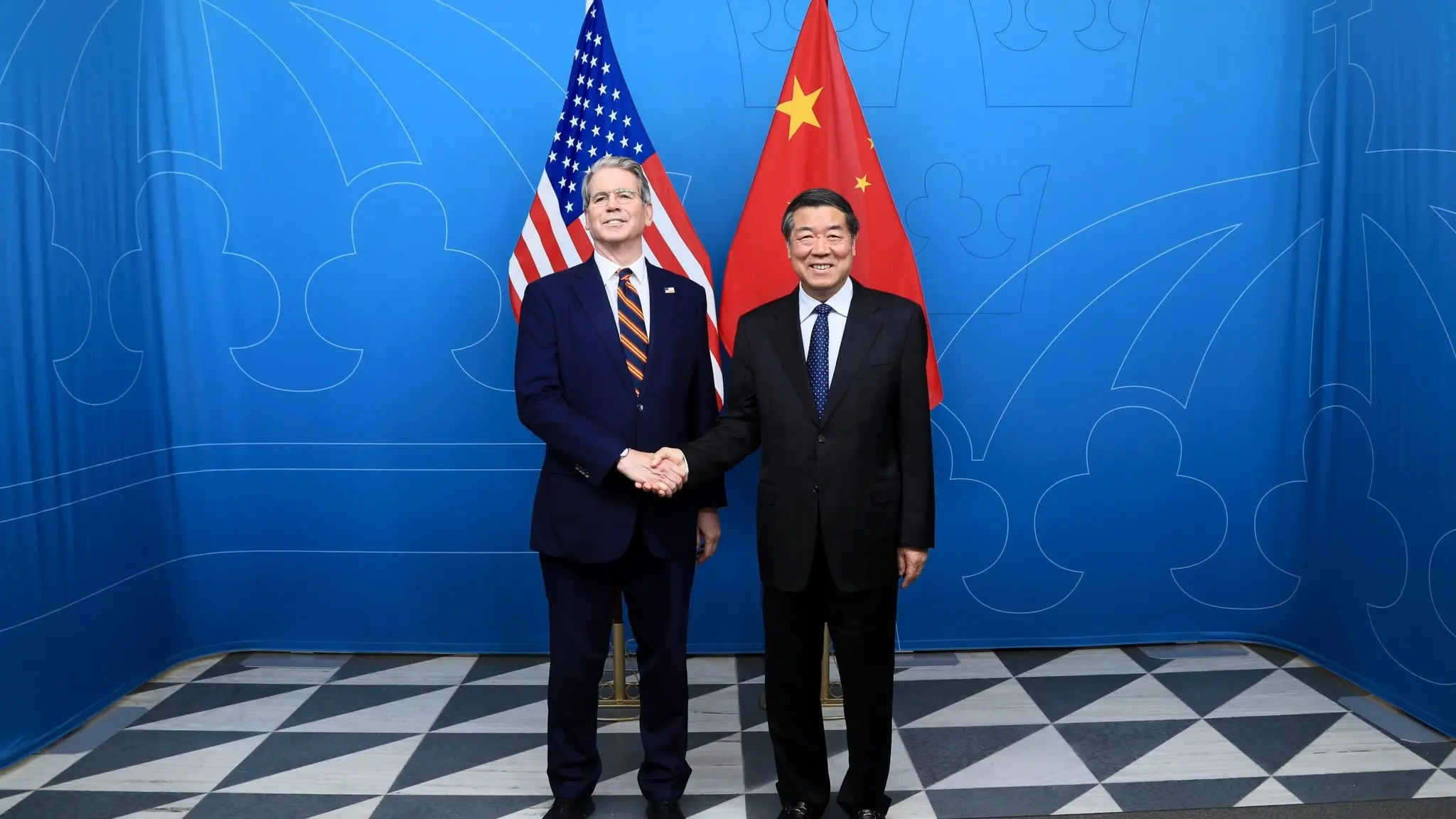 (FILE) U.S. Treasury Secretary Scott Bessent alongside Chinese Vice Premier He Lifeng. Photo:@SecScottBessent