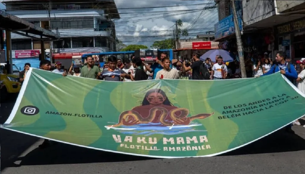 The Yaku Mama Amazon Flotilla, which set off on October 16, is led by Indigenous peoples. Photo: Not to the Mine.