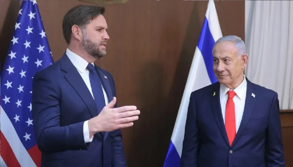 U.S. Vice President J.D. Vance alongside Israeli Prime Minister Benjamin Netanyahu in Jerusalem on October 22. Photo: EFE.