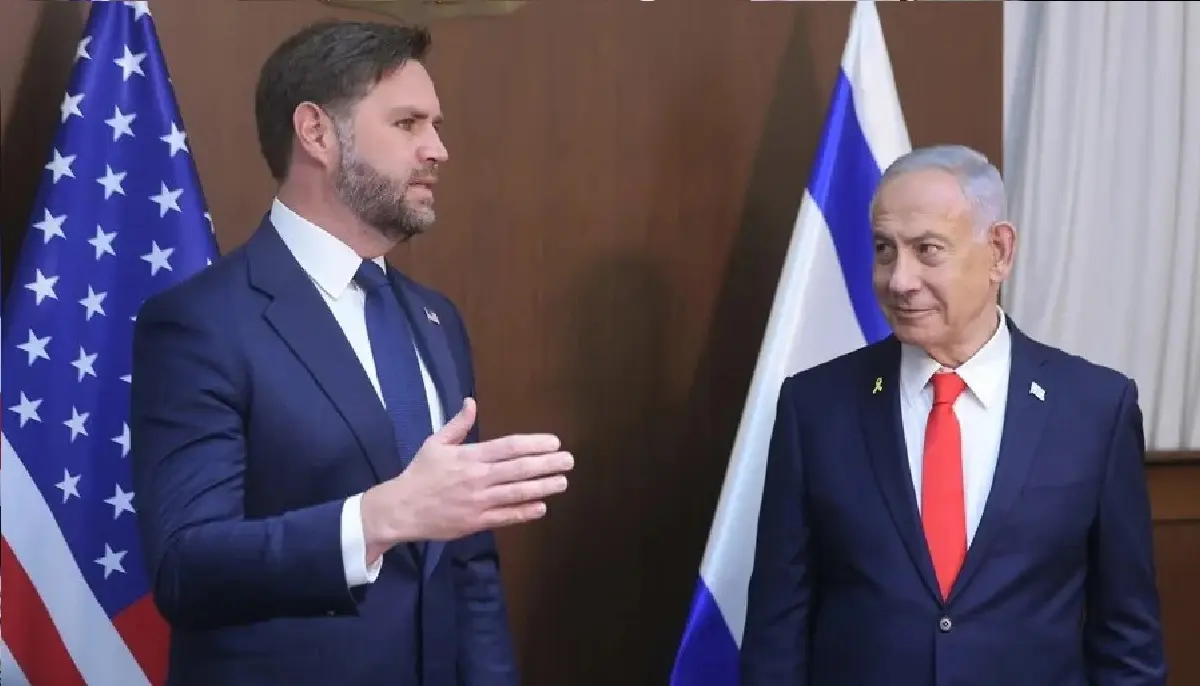 U.S. Vice President J.D. Vance alongside Israeli Prime Minister Benjamin Netanyahu in Jerusalem on October 22. Photo: EFE.