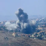 (FILE) Smoke billows from the site of an Israeli airstrike that targeted southern Lebanese villages, as seen from Marjaayoun, southern Lebanon, 25 September 2024. Photo: EFE.
