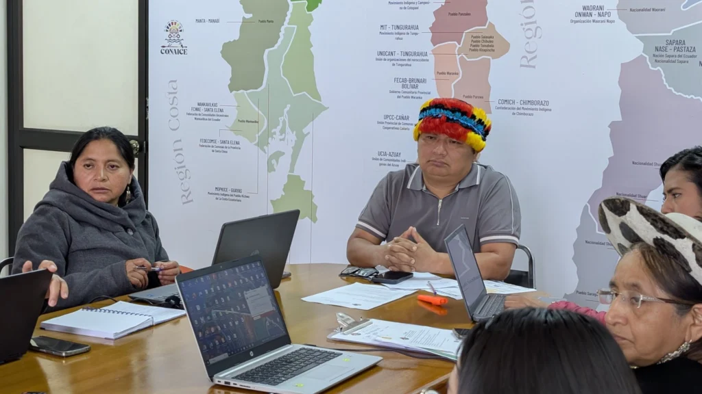 The Governing Council of CONAIE held its regular weekly meeting, focusing on analyzing the national political landscape. Photo: CONAIE.