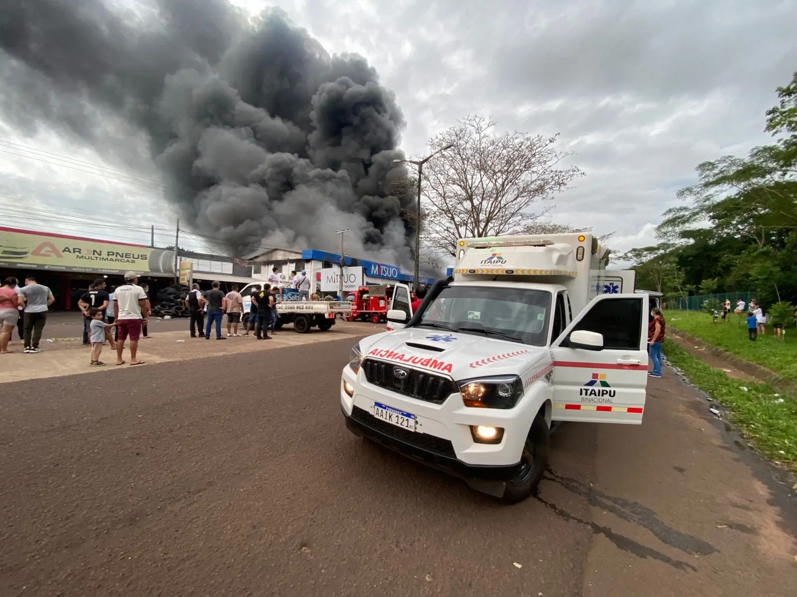 Firefighters From Paraguay and Brazil Try To Extinguish a Fire in Border City