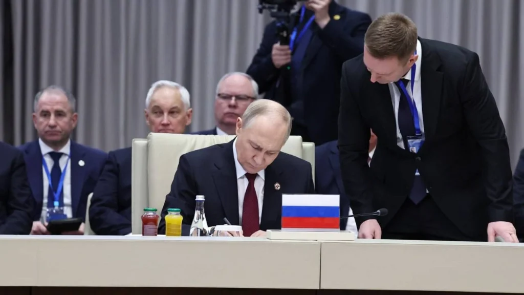 Russian President Vladimir Putin at the meeting of the CSTO Collective Security Council. Photo: Kremlin News