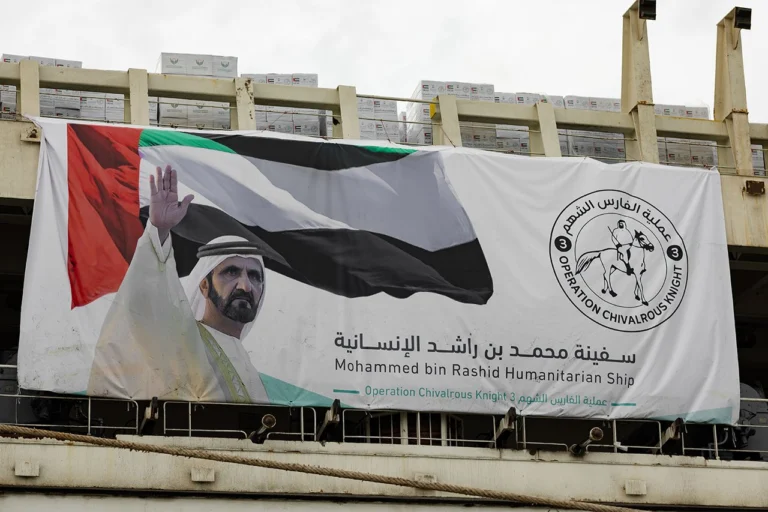 The ship, which set sail on December 19 from Khalifa Harbour in Abu Dhabi, represents an effort to alleviate the urgent needs of Gazans after more than two years of Israeli offensive. Photo: X/ @Emirates247