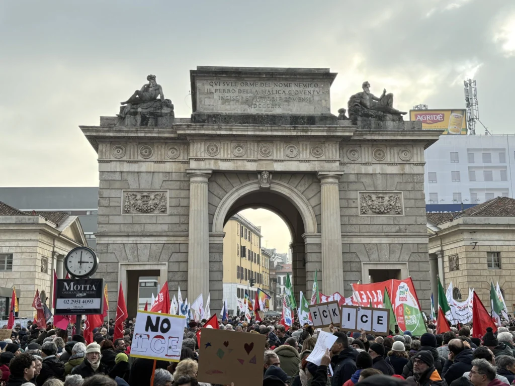 Protest in Milan Against the Presence of US ICE Agents at the Olympics
