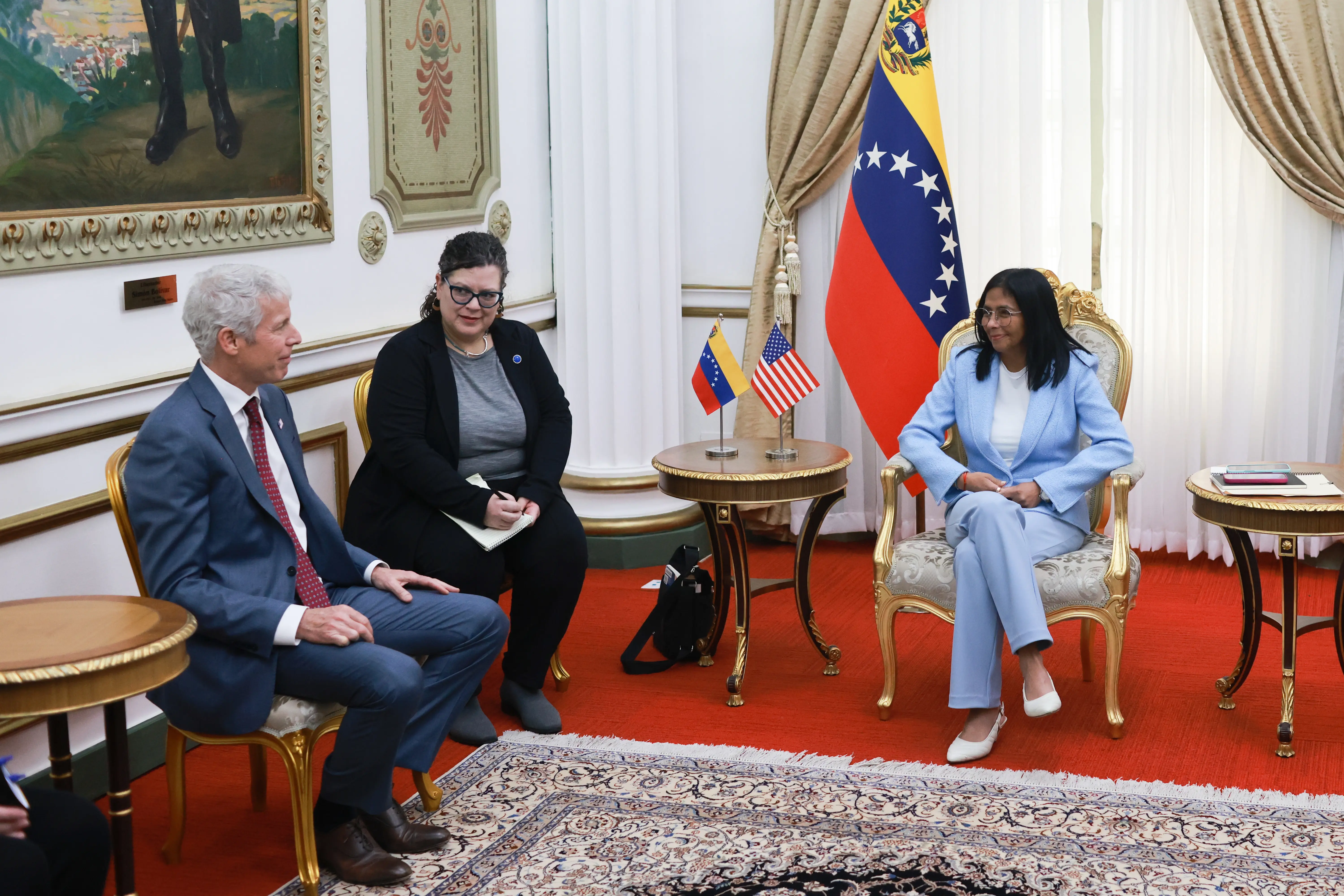 The talks included the participation of Petroleos of Venezuela's President Hector Obregon Perez and Venezuela’s diplomatic representative to the United States, Felix Plasencia. Photo: Presidential Press of Venezuela.
