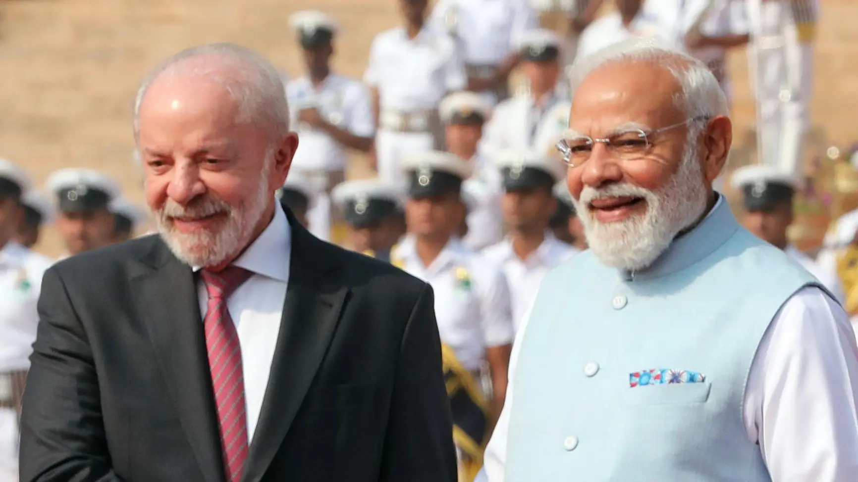 Brazilian Presiden Luiz Inacio Lula da Silva alongside Indian Prime Minister Narendra Modi. Photo: EFE.