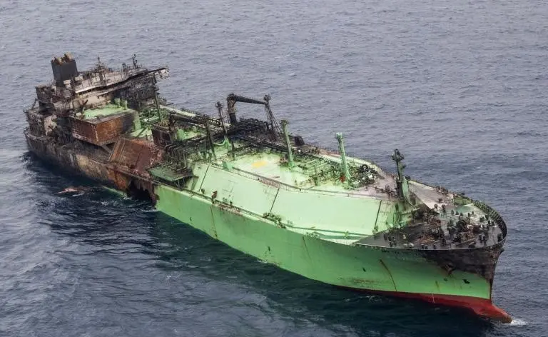 (FILE) The Russian Committee of Inquiry called international terrorism the attack suffered by the ship Arctic Metagaz, which remains adrift in the Mediterranean with considerable damage. Photo: Vesselfinder.