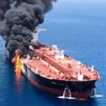 Tanker on fire