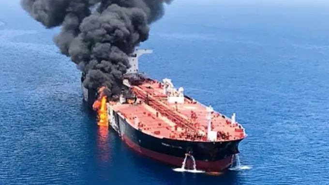 Tanker on fire