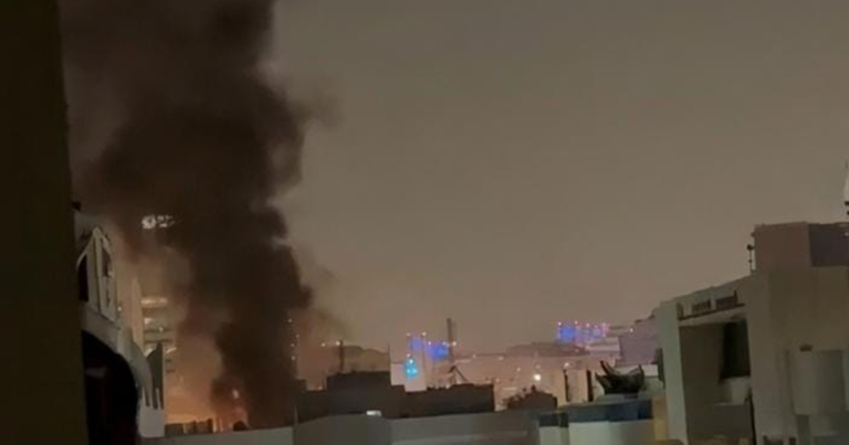 Visible smoke after drone attack at U.S. consulate in Dubai. Photo: X.
