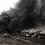 An Israeli strike on an oil refinery in Tehran, March 8. Photo: EFE.