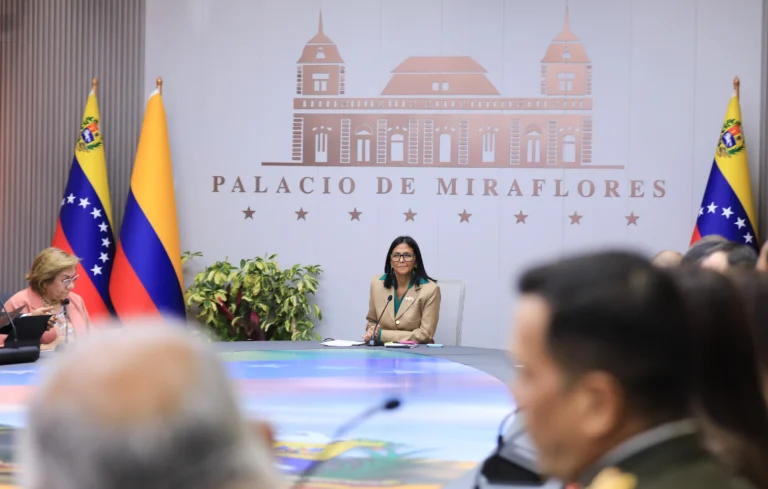 Delcy Rodríguez enfatizó en poner fin a las sanciones de Estados Unidos contra Venezuela "porque también es una forma de impulsar la integración regional." Foto: Prensa Presidencial de Venezuela.