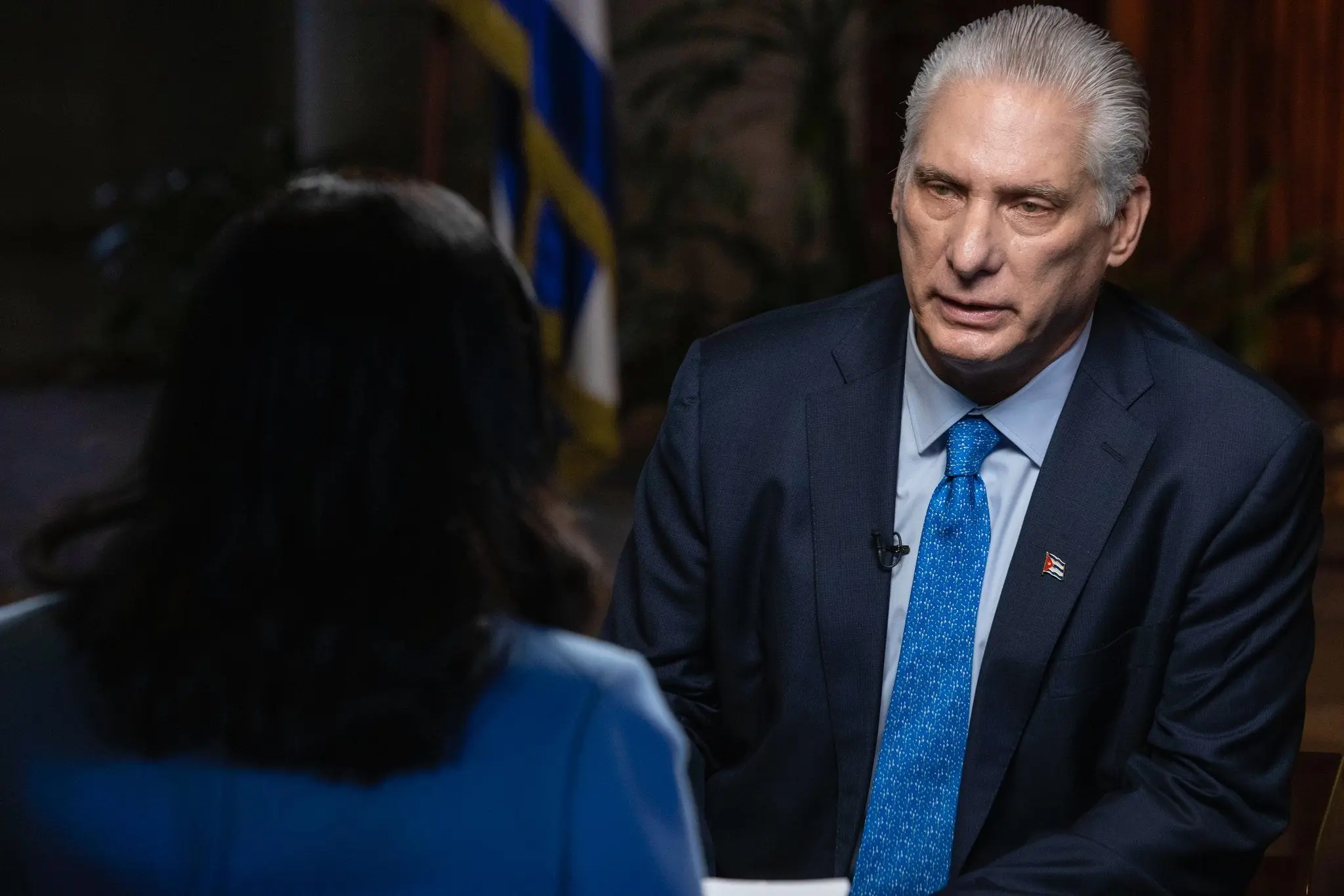 Cuban President Miguel Díaz-Canel speaks during an interview on U.S.-Cuba tensions. Photo: Presidencia Cuba