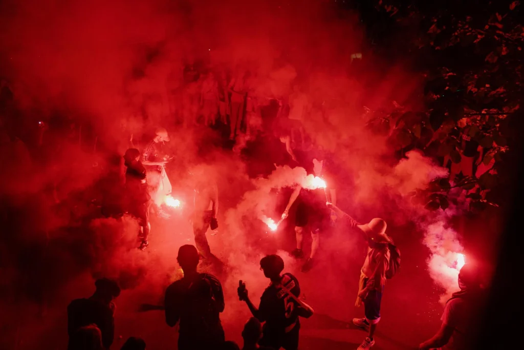 PSG fans react in Parc des Princes stadium in Paris, France, 30 May 2026. Paris Saint-Germain played Arsenal in the UEFA Champions League final in Hungary on May 30. Photo: EFE.