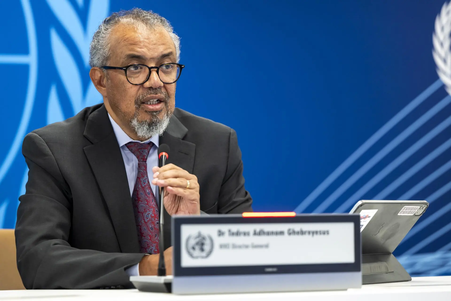 GENEVA (Switzerland), 22/05/2026.- World Health Organization Director-General Tedros Adhanom Ghebreyesus speaks during a press conference on the Ebola disease outbreak caused by Bundibugyo virus in the Democratic Republic of the Congo and Uganda, at WHO headquarters in Geneva, Switzerland. Photo: EFE.