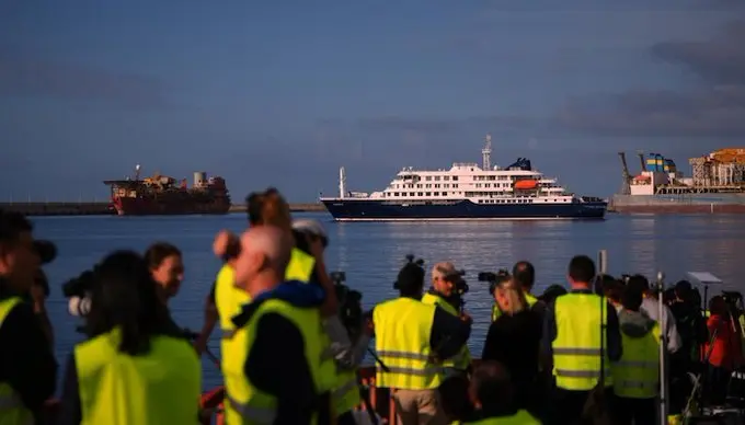 Hondius cruise ship arrives in Tenerife during a multinational hantavirus evacuation operation coordinated by Spain and the WHO after confirmed infections and passenger deaths aboard the vessel.