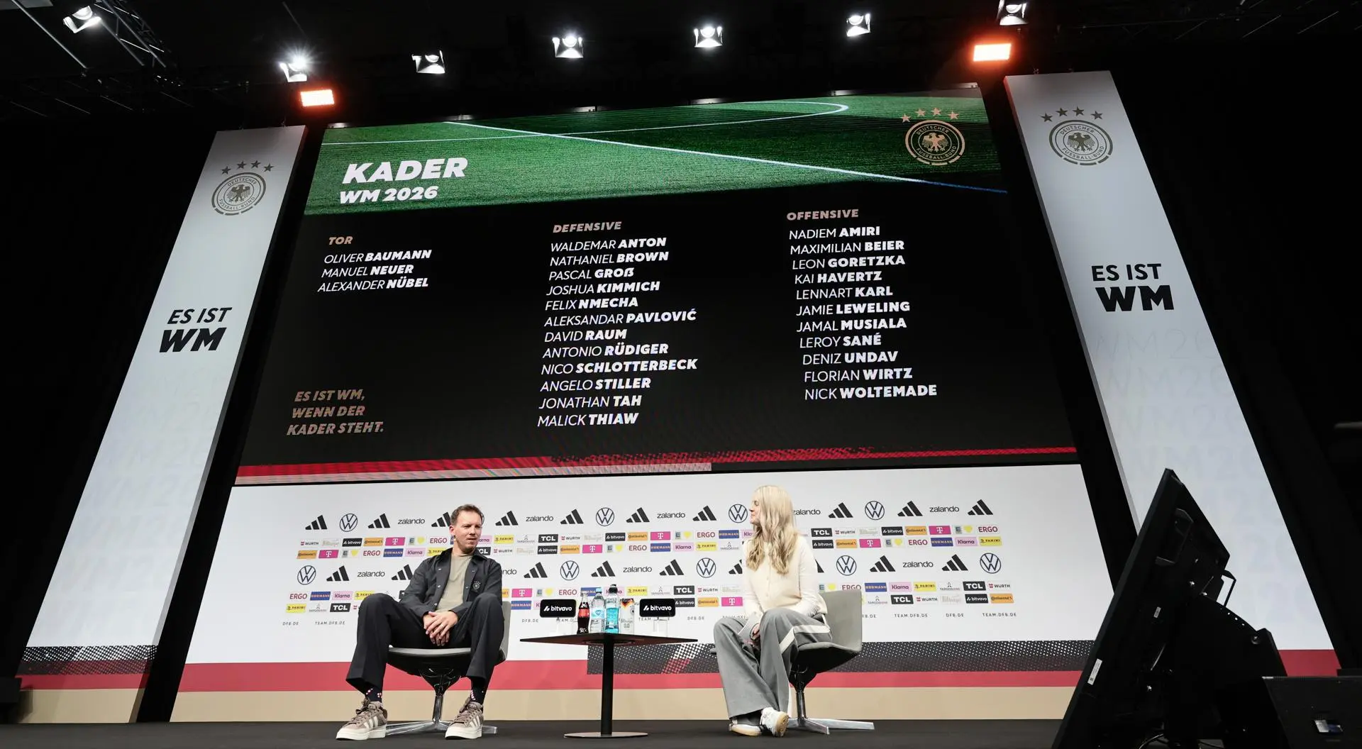 The Nagelsmann-structured call shows a balance between established footballers and tactical bets for the tournament. Photo: EFE.
