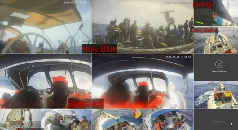 (FILE) Capture of a video from the live broadcast of the Global Sumud Flotilla's ships. Photo: EFE.