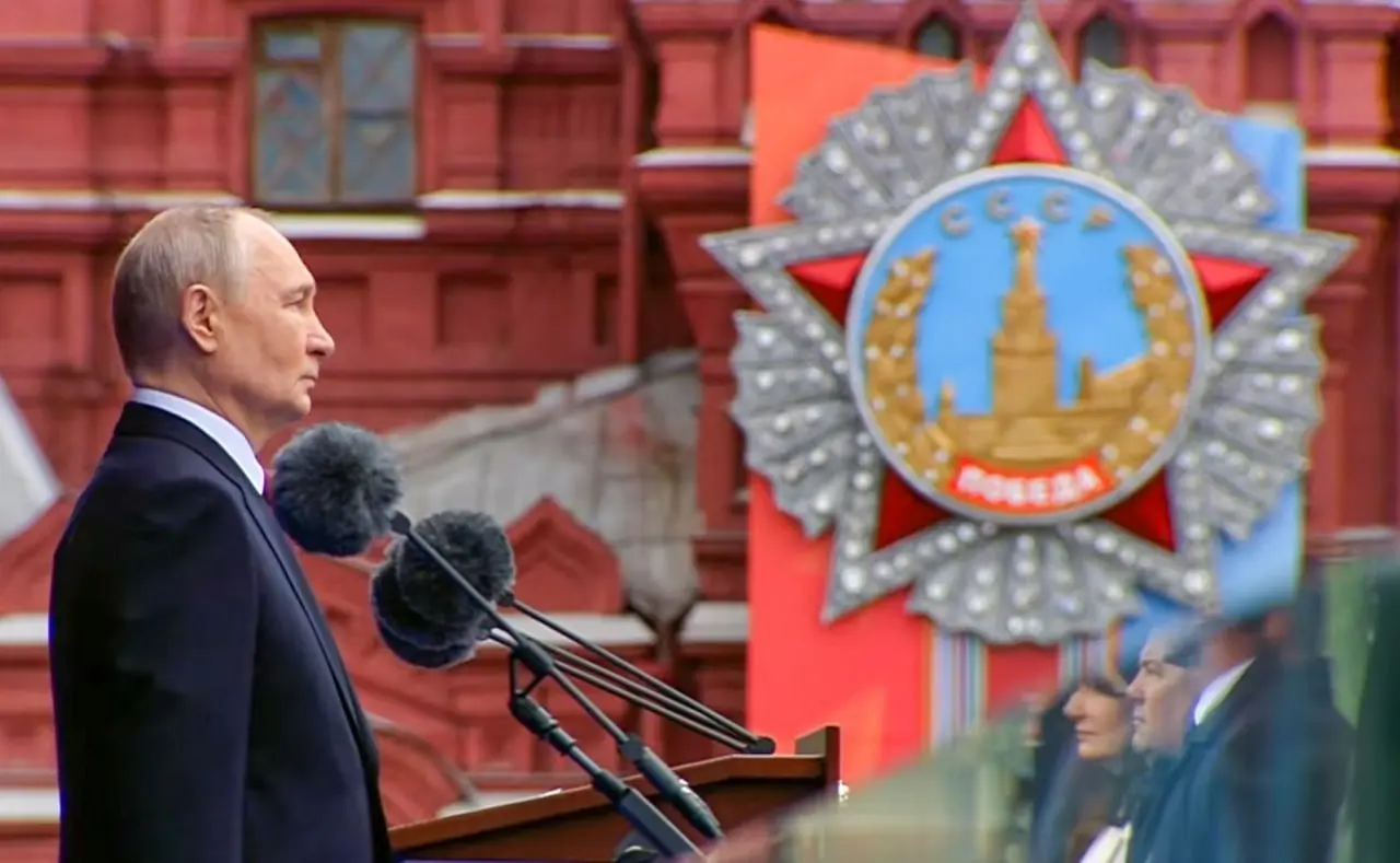 Russian President Vladimir Putin delivers his Victory Day address during the military parade in Moscow’s Red Square. Photo: Russian MFA