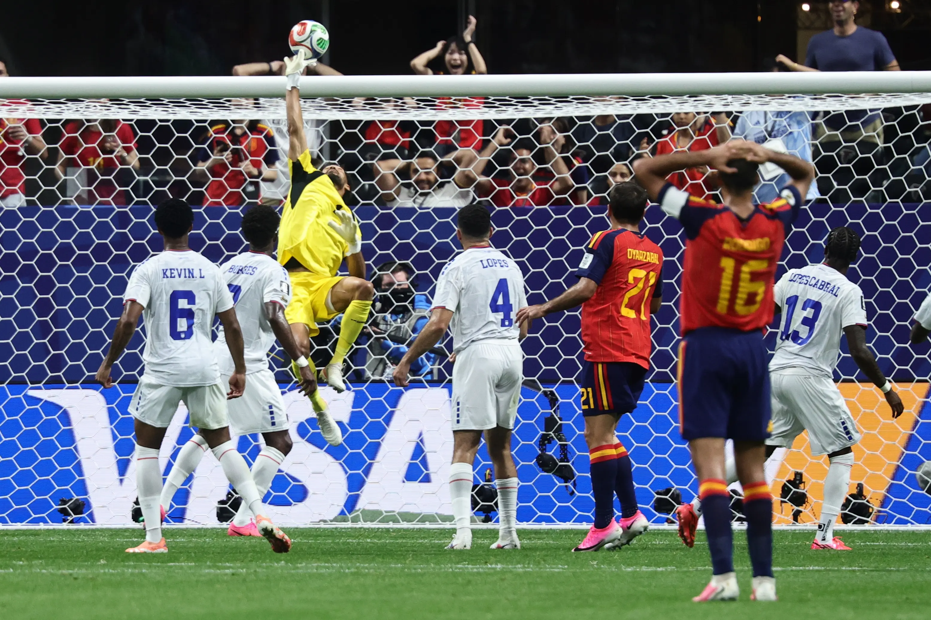 Vozinha, the hero goalkeeper of Cape Verde, as he stops Spain in a0-0 draw