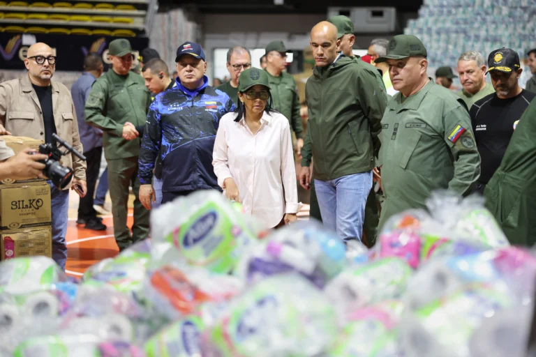 Venezuela earthquake relief center supplies being sorted at La Guaira