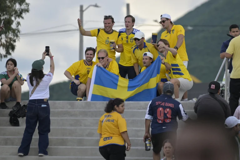 Sweden fans attend a Group F match of the 2026 FIFA World Cup between Sweden and Tunisia on Sunday, at the BBVA Stadium in Monterrey, Mexico. Photo: EFE.