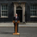 Keir Starmer resignation, UK prime minister, Labour Party leadership contest, Andy Burnham, Downing Street, British politics.
