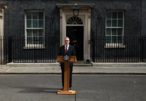 Keir Starmer resignation, UK prime minister, Labour Party leadership contest, Andy Burnham, Downing Street, British politics.