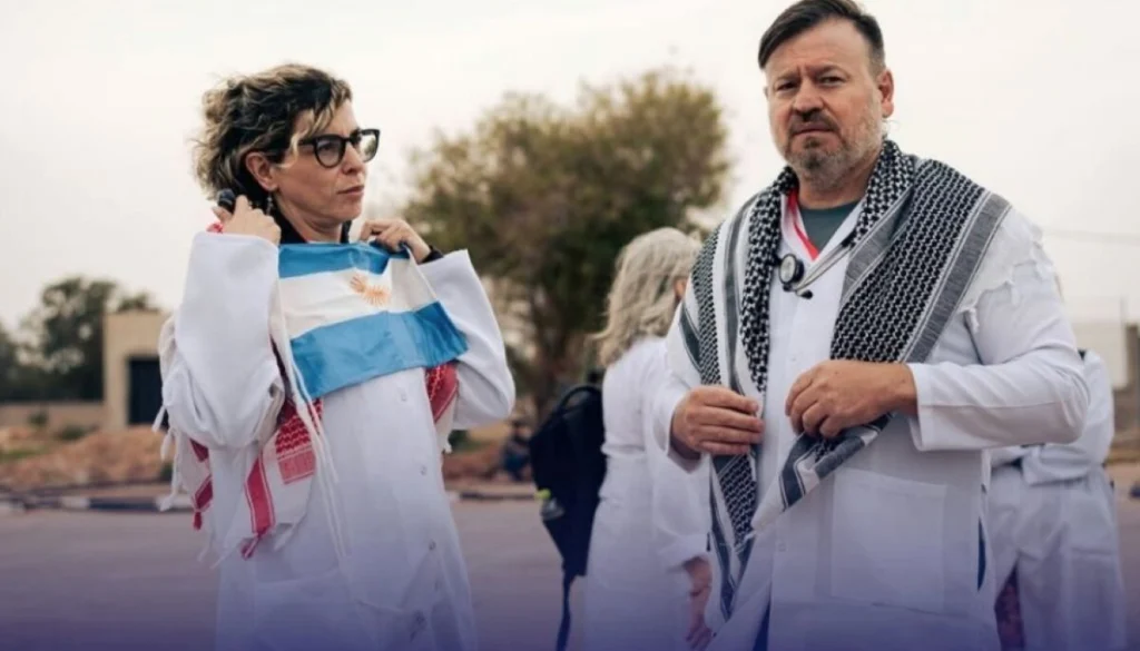 Argentina activists Libya detention protest banner