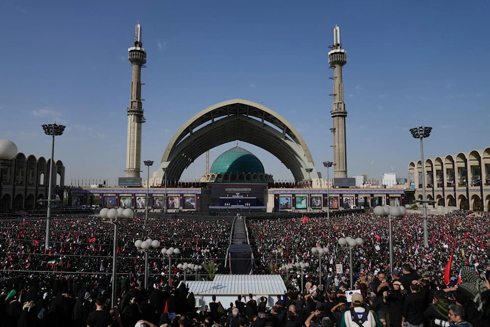 Tehran, Iran, Sayyed Ali Khamenei funeral, national mourning, millions of mourners, Iranian officials, international delegations, US-Israeli war, Grand Mosalla.