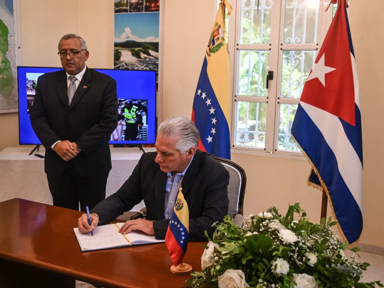 Cuban President Miguel Diaz-Canel at the Venezuelan Embassy in Havana. Photo: X/ @DiazCanelB