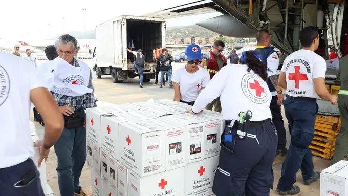 Colombia, Venezuela, Colombian Red Cross, humanitarian mission, forensic specialists, La Guaira, June 24 earthquakes, disaster relief, medical supplies.