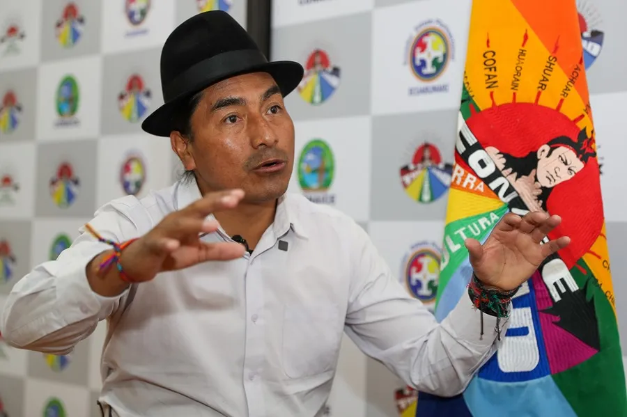 (FILE) Indigenous leader and former presidential candidate Leonidas Iza. Photo: EFE.