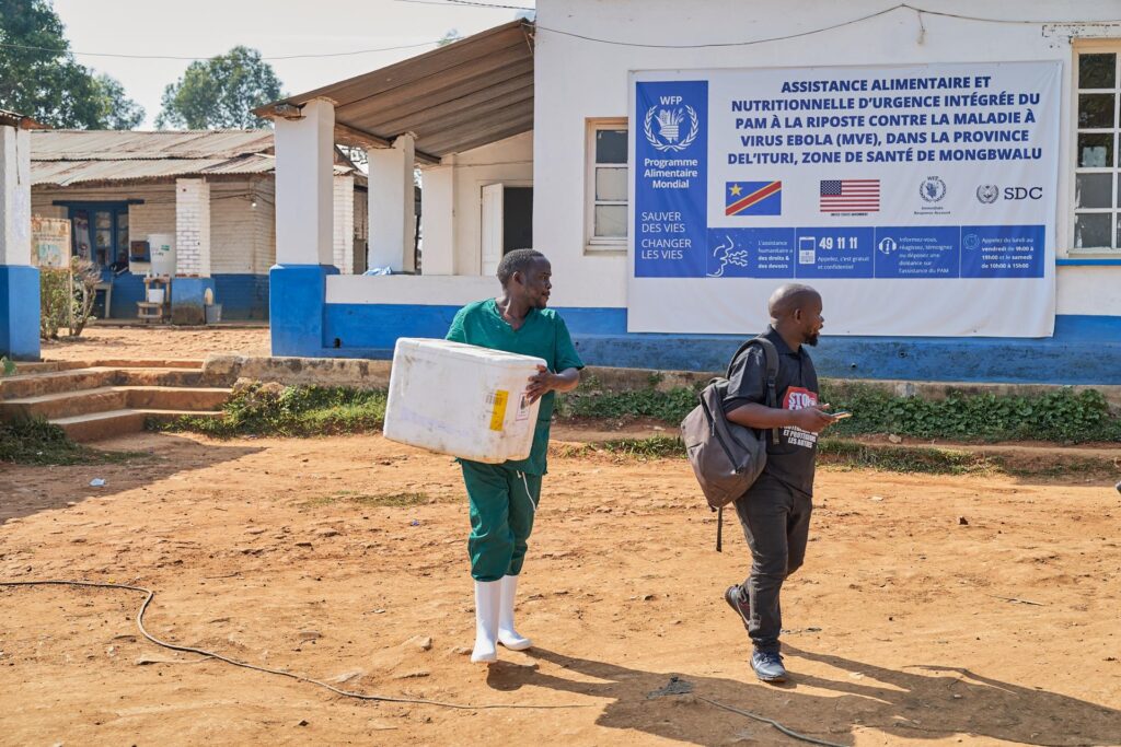 Posters for Ebola preventions are displayed at the hospital in Mongbwalu, Ituri, Democratic Republic of Congo, June 26. Photo: EFE.