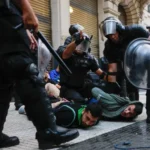 Argentina police repression during protest in front of Congress