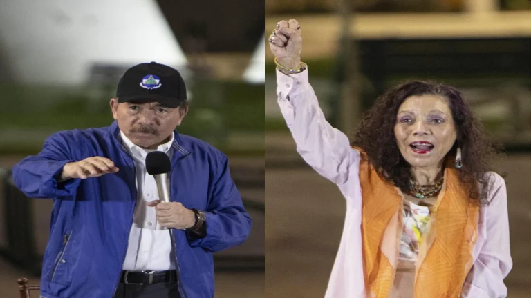 Sandinista Revolution anniversary rally in Managua with flags and historical symbols