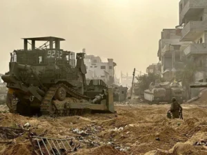 Heavy machinery removing rubble in Gaza amid allegations of human remains and destroyed evidence of war crimes