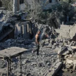 Israeli strikes in Gaza after U.S.-backed ceasefire roadmap, damaged buildings and ongoing conflict.