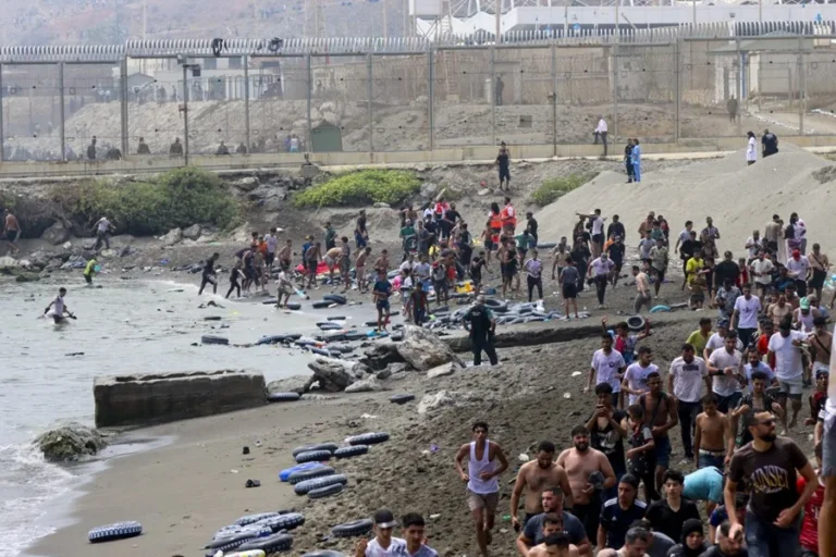 Ceuta migration crisis at the Tarajal border crossing