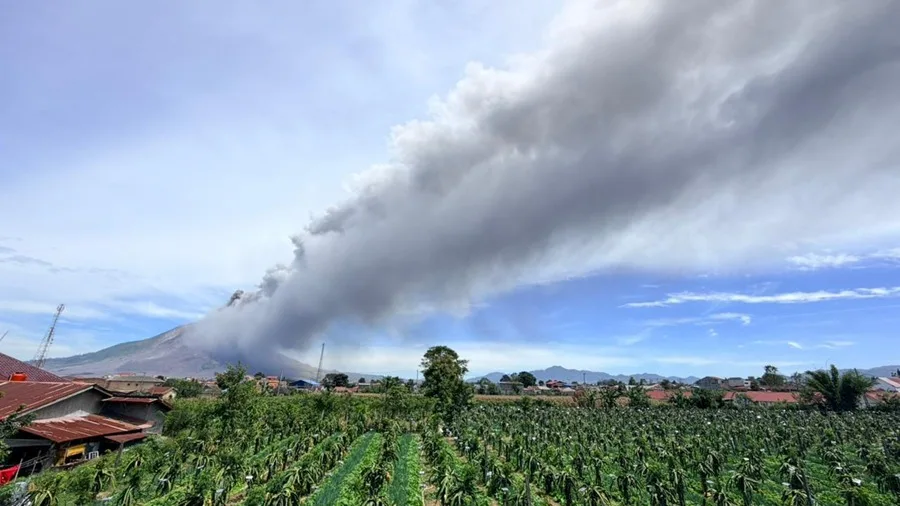 Mount Sinabung erupts in northern Sumatra, Indonesia, sending an ash and smoke column 3,500 metres above its summit.
