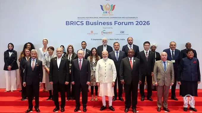 BRICS leaders at the 18th summit in New Delhi discussing global trade, finance and international governance