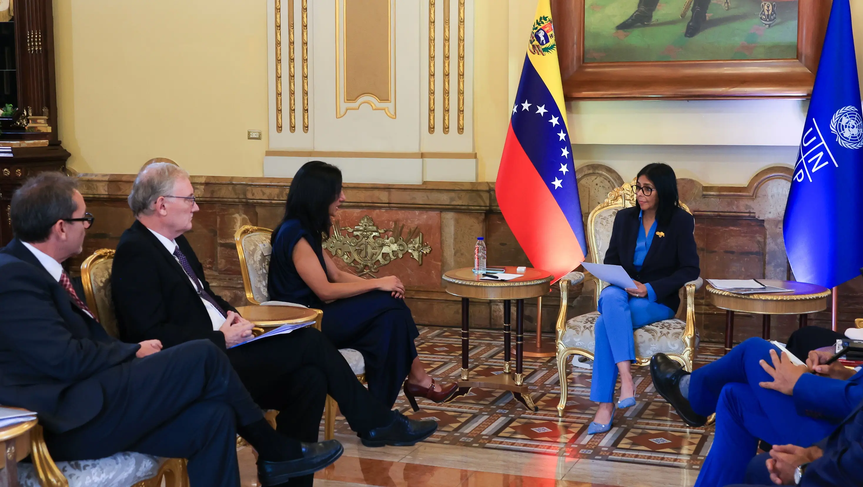 Acting President Delcy Rodríguez thanked the UN for being active from the very first moment and joining Venezuela’s efforts after June quakes. Photo: Venezuelan Presidential Press.