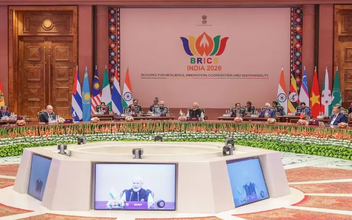 BRICS New Delhi Declaration 2026: Leaders adopt a peace and multilateralism agenda at the 18th BRICS Summit in India.