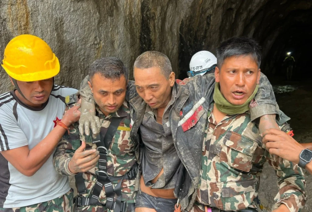 Nepal floods rescue Chinese citizen: Lu Haitao rescued alive from Upper Trishuli-1 tunnel 10 days after catastrophic flash floods killed 1,344 in Nepal.